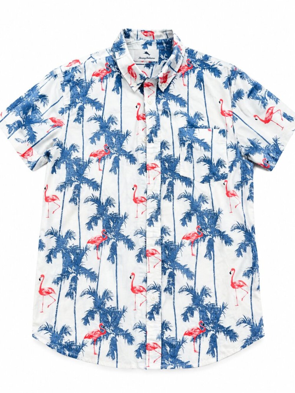 Men's Goodfellow&Co. White Flamingo And Palm Hawaiian Shirt | Size L